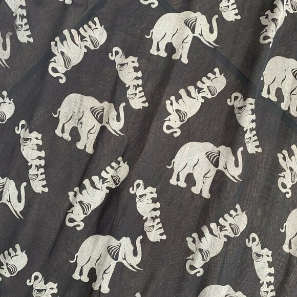 Elephant Black With Tan Chiffon Rectangle Sheer Scarf 19” x 62” - Picture 2 of 5